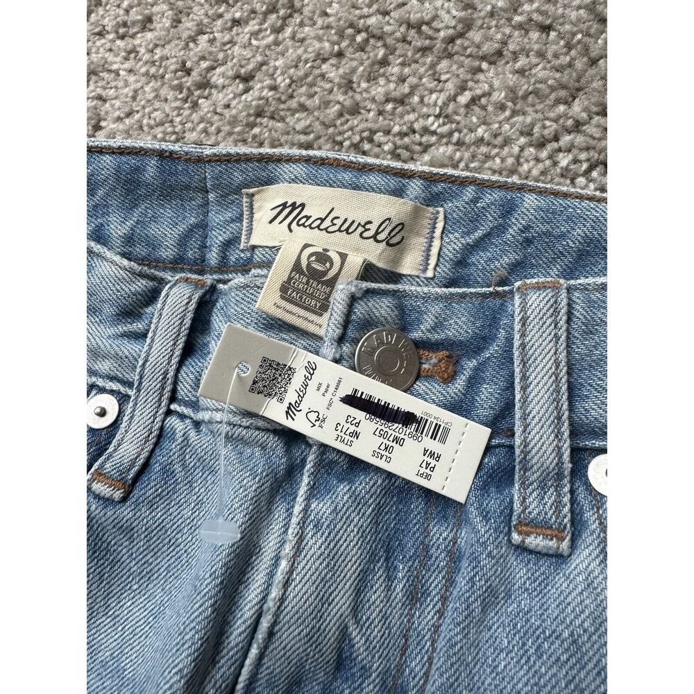 NWD Madewell Petite Curvy 90s Straight Leg Jeans Blue Revoir Wash Ripped Size 23 - Picture 11 of 15